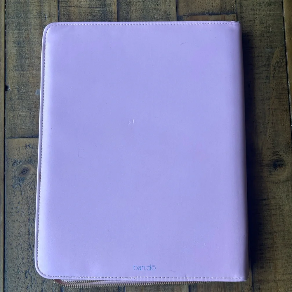 Ban.do Large Pink Planner with Blue Text With Zip Closure